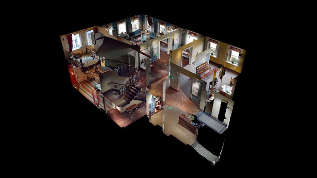 A 3D cut away view of the interior of the David Wills House. 