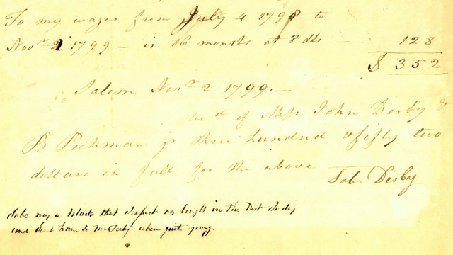 Handwritten document in cursive with ink on yellowed paper. 