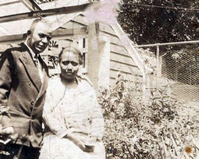 Irvin and Elizabeth McDuffie standing together in a garden.