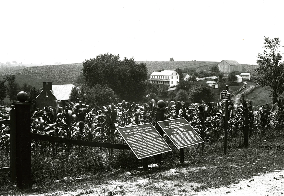 Tablets on the Sherrick and Otto Farms Shows War Department tablets along the park tour road near the Otto and Sherrick farms.