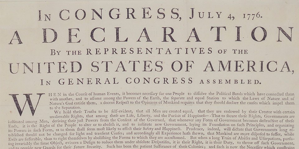 Color image of the Declaration of Independence printed by John Dunlap.