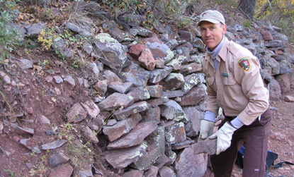 Volunteer working on the Pinnacles Trail.