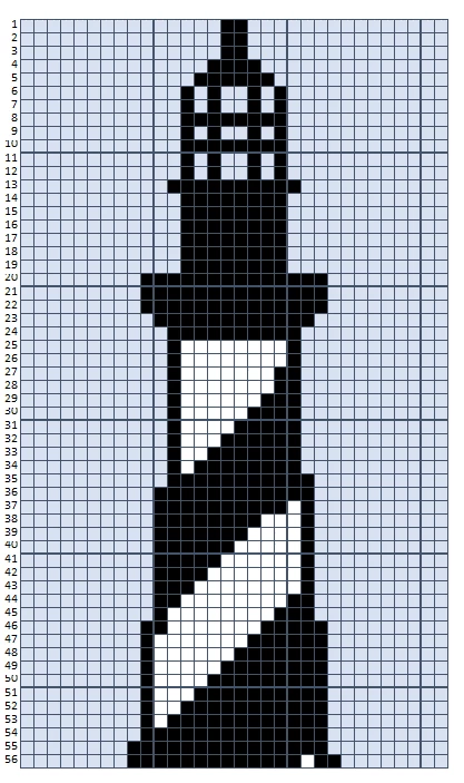 Color Chart 1 Grid with numbers and different colored blocks forming a lighthouse.
