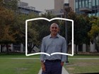 Collage of Luis Alvarez, PhD, standing in a grassy area and the outline of an open book