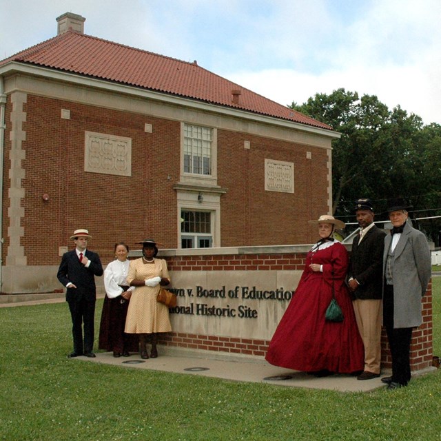 Six reenactors portraying civil rights characters from 1854 to 1954