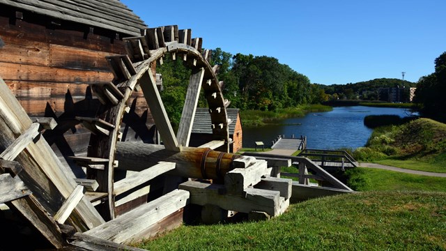Forge waterwheel with Saugus River in background