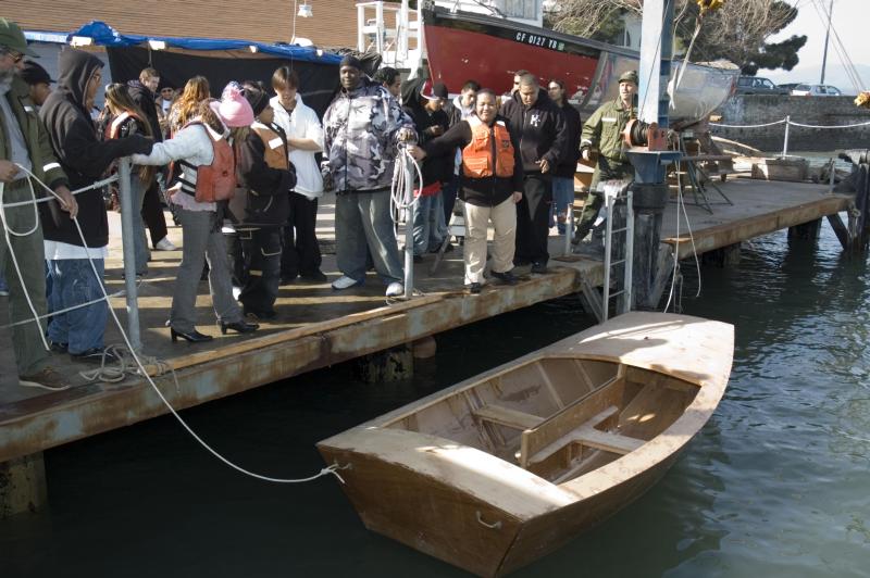 Downtown High School students launch sailboat