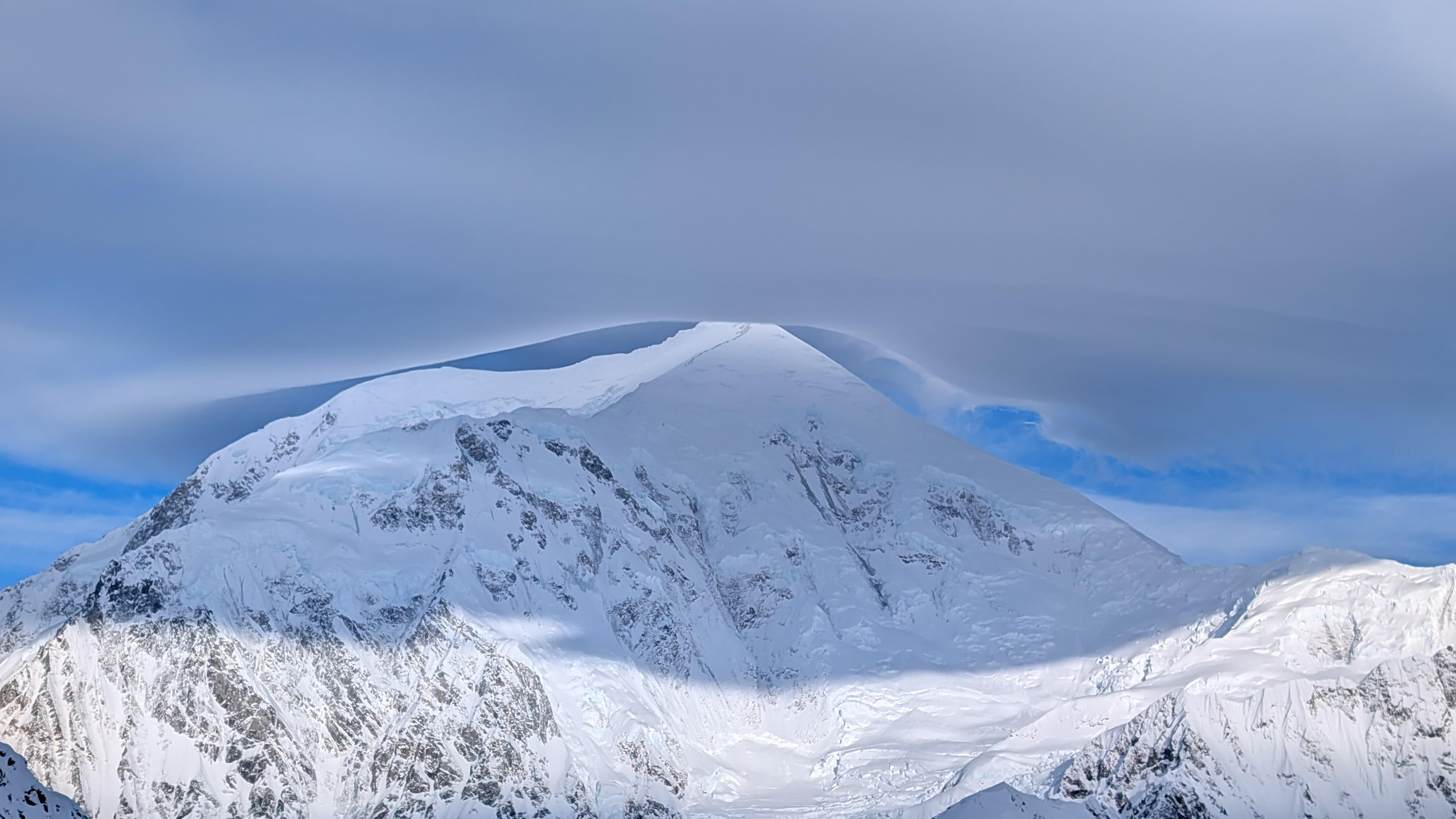 Foraker An impressive lenticular formation sits atop Mt. Foraker, captured from Denali Base Camp Photo: K. Ramos-Leon