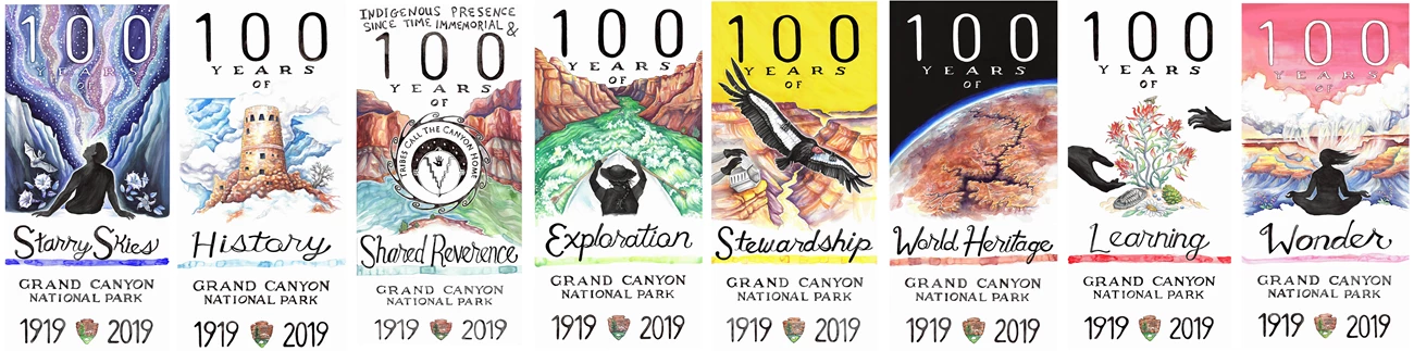 Centennial Poster Eight centennial posters that highlight Grand Canyon's unique features.
