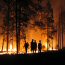 wildland firefighters at night