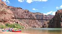 Kaibab Suspension Bridge crossing the Colorado River above Phantom Ranch Kaibab Suspension Bridge crossing the Colorado River above Phantom Ranch