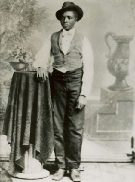 Black and white image on George Washington Carver as a teenager.