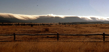 Fog over Rowe Mesa