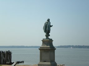 Captain John Smith statue overlooking the James River at Historic Jamestowne.