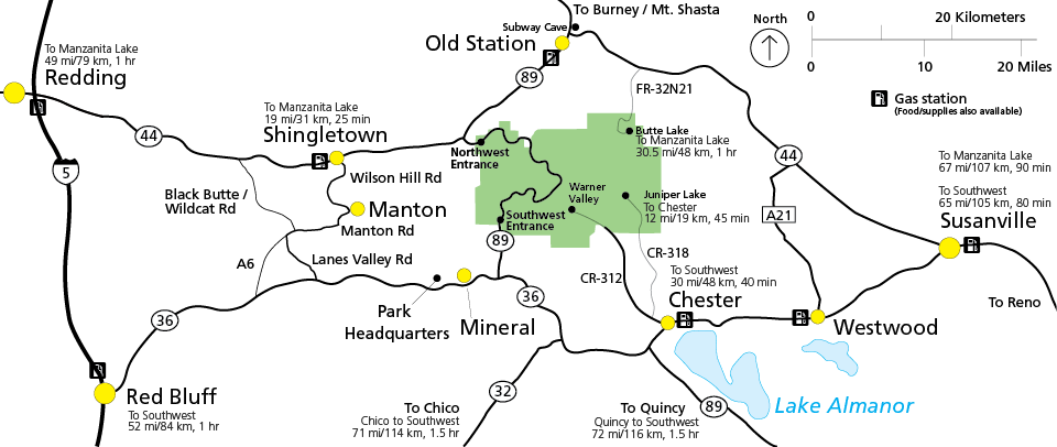 Area Map of Lassen Volcanic National Park