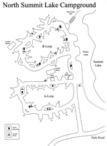 click here to view larger image (map of Summit Lake North campground)