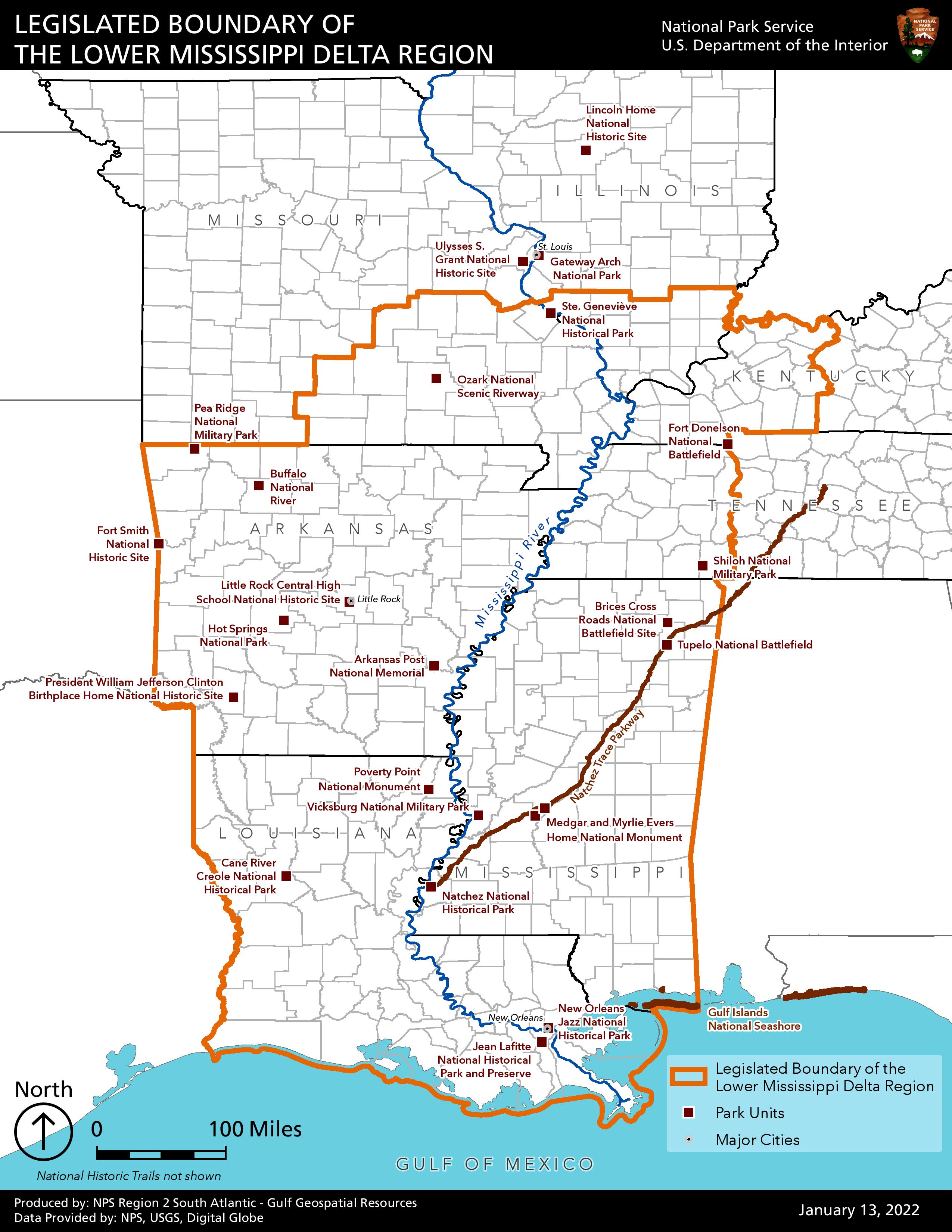 Map of the Lower Mississippi Delta Region