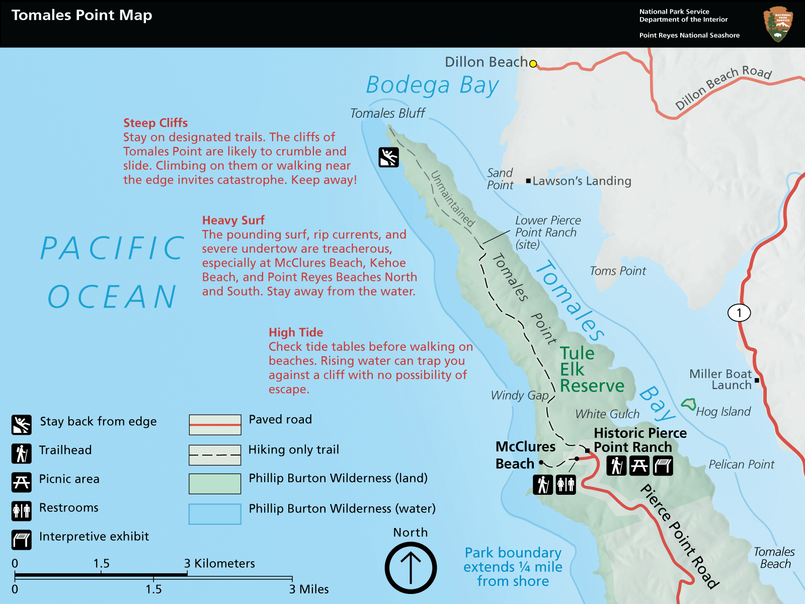A map of the Tomales Point area. (Click here to download a higher resolution PDF of this map.)