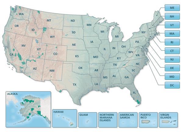 US-map states and territories Map of US states and territories