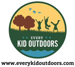Logo showing kids playing outside with Every Kid Outdoors written underneath them