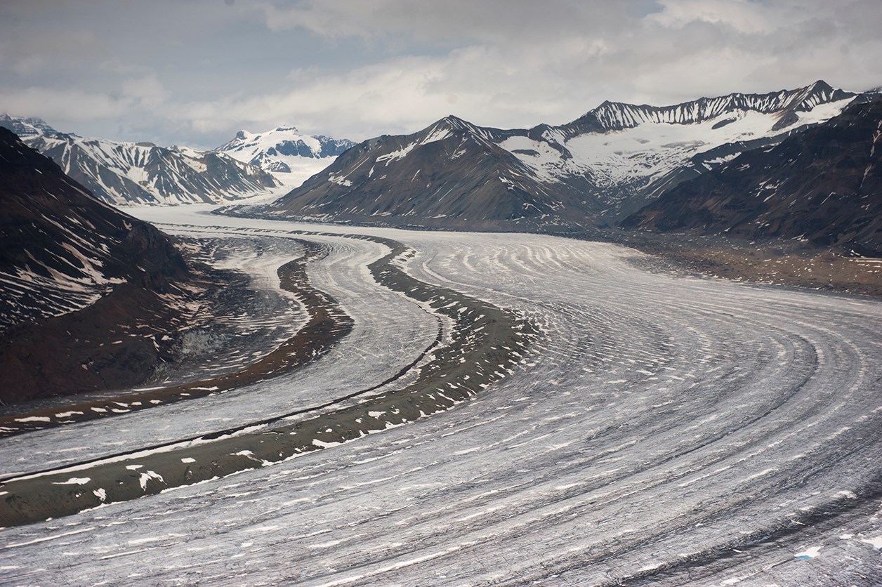 Aerial view of the Nizina Glacier.