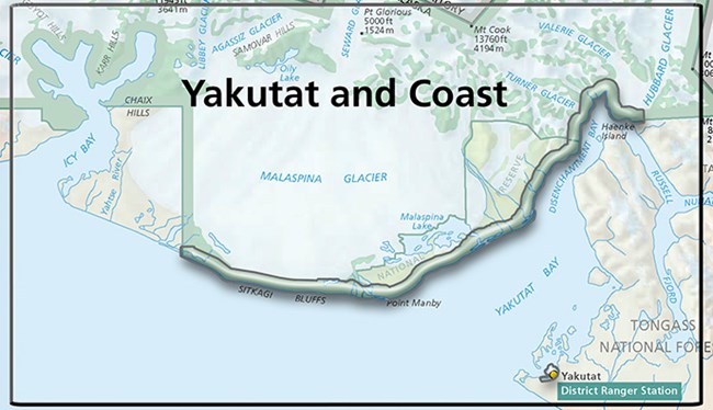 Map showing the Yakutat and Coast area.