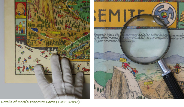 Two up close details of Mora's Yosemite Carte