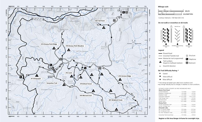 Glacier Point winter route map with legend