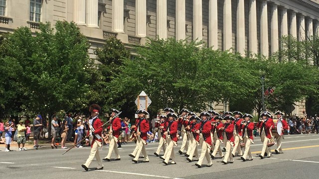 Military band in a parade on Pennsylvania Avenue