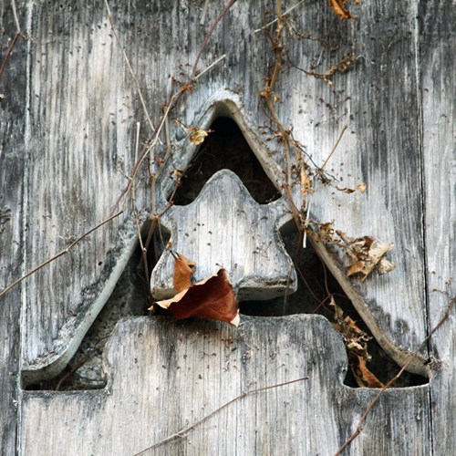 'A' is for Grosvenor Atterbury, a New York architect and designer of the Jordon Pond Gate Lodge. This 'A' decorates the window shutter on the lodge. - December 8, 2011