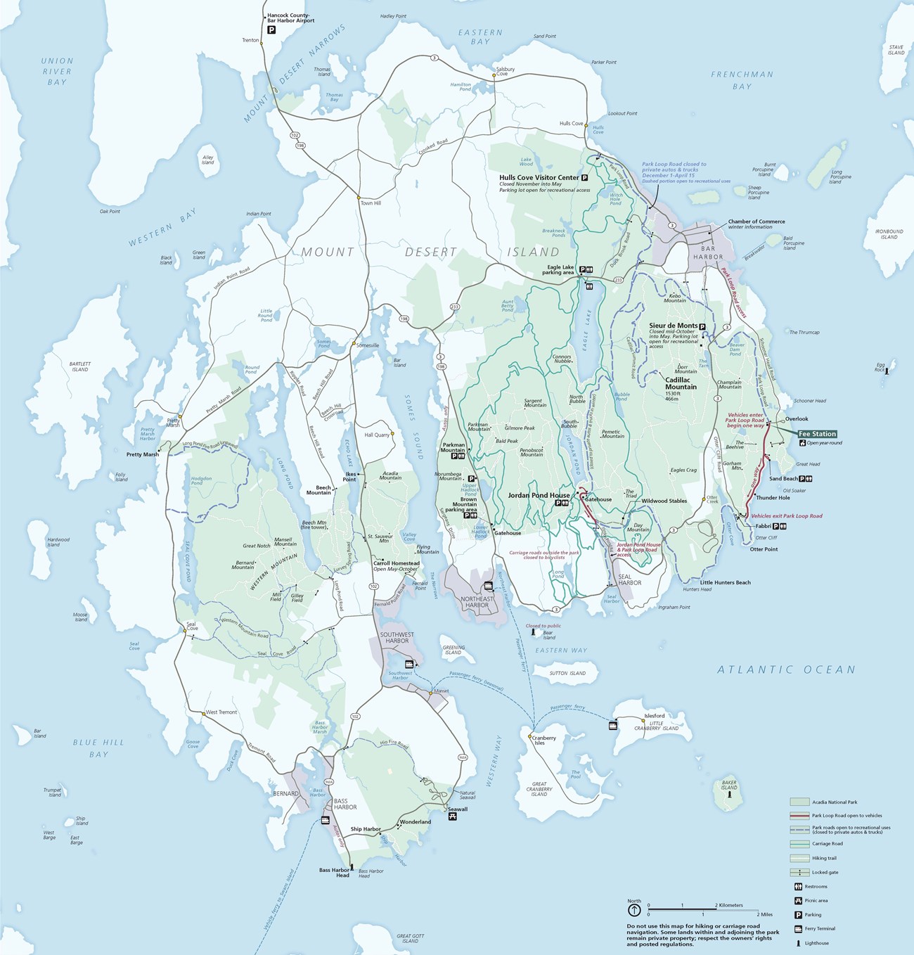 Winter map of Acadia National Park