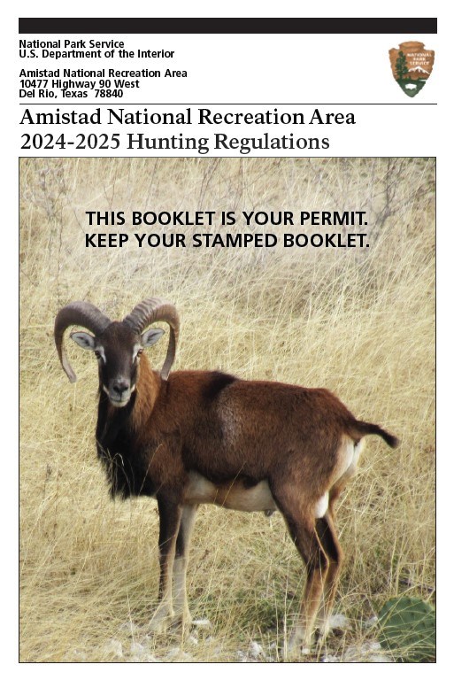 Cover of this season's Amistad National Recreation Area Hunting Regs Booklet