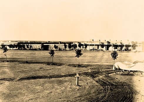 Company quarters at Fort Craig, New Mexico. Photo courtesy of the William A. Keleher Collection, Center for Soutwest Research, University of New Mexico. Company quarters at Fort Craig, New Mexico. Photo courtesy of the William A. Keleher Collection, Center for Soutwest Research, University of New Mexico.