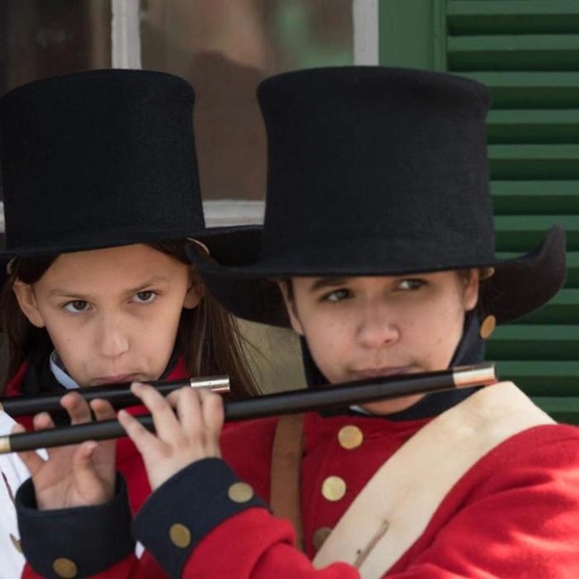 two fifers 1812 militia Two fifers in 1812 militia uniform