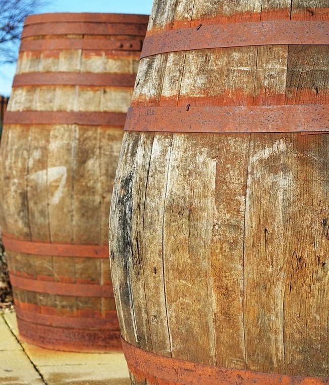 wooden barrels