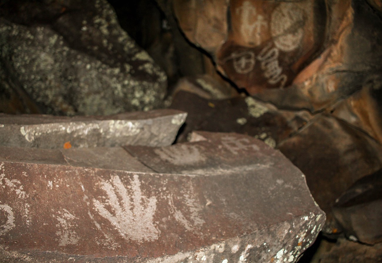Pictographs along a trail Pictographs along a trail