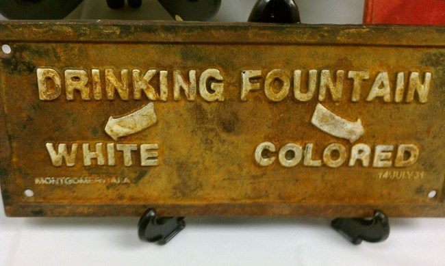 Drinking Fountain - White Only, Colored - Artifact from the Black History Mobile Museum.