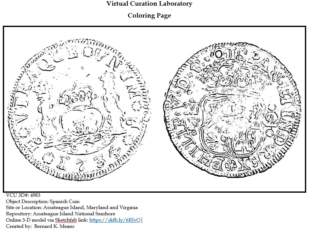 Line drawing of Spanish coin 4983 Line drawing of Spanish coin 4983