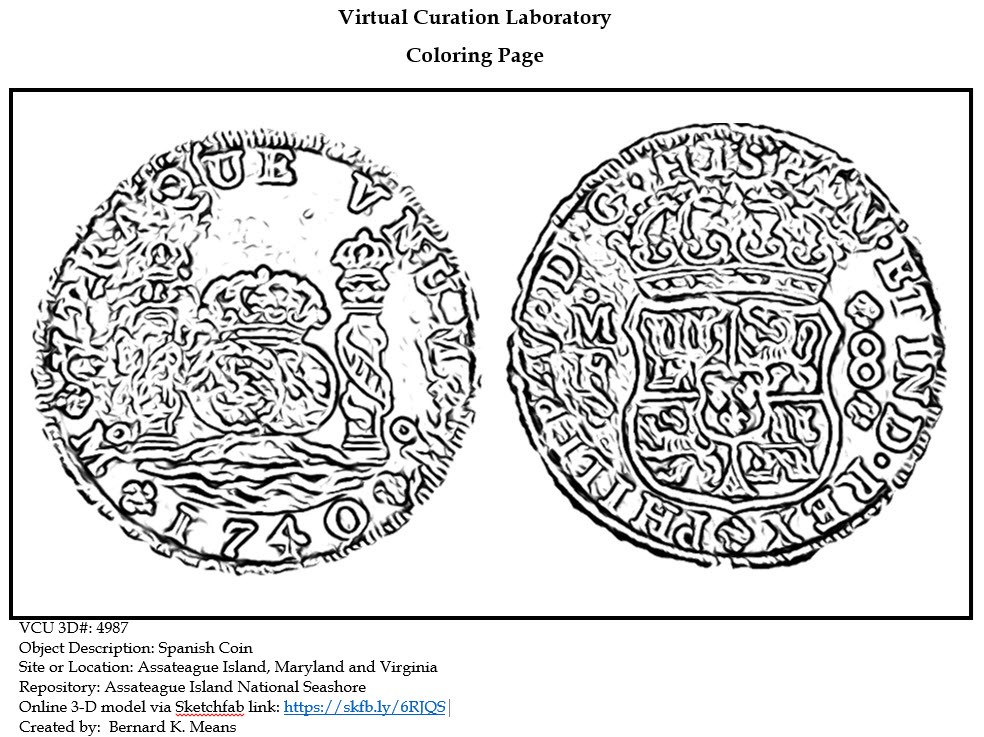Line drawing of Spanish coin 4987