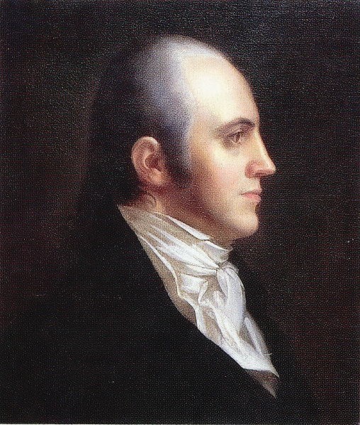 A side profile portrait of Aaron Burr in painting