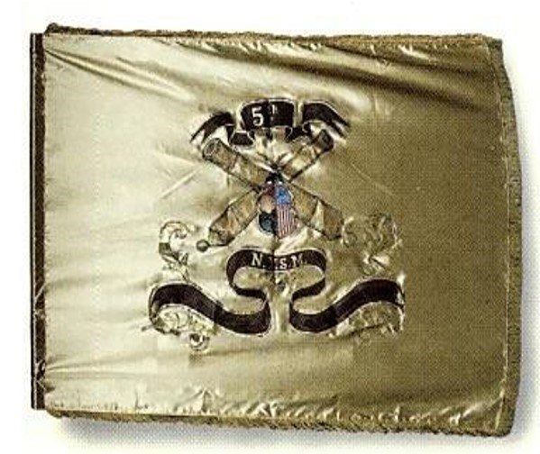 Gold flag with shield in center of cannons