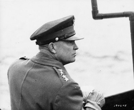 An up close profile image of General Dwight Eisenhower in uniform