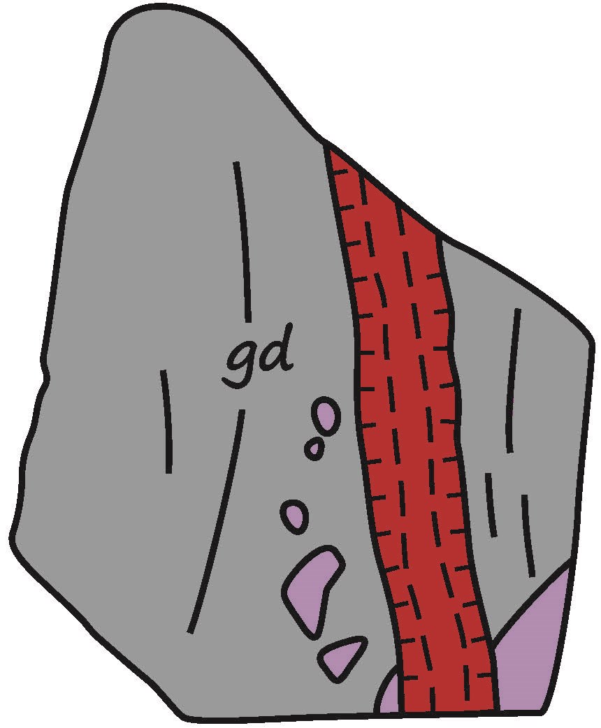 9_MQ Elves Chasm sketche of rock 190117 JA Illustration showing details of minerals within a rock sample.