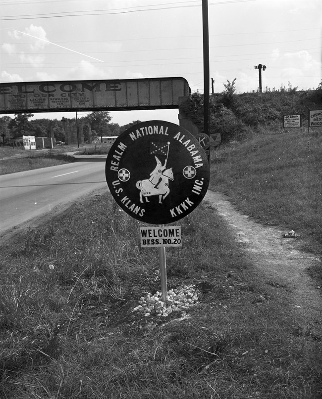 KKK sign alongside the highway in Bessemer, AL