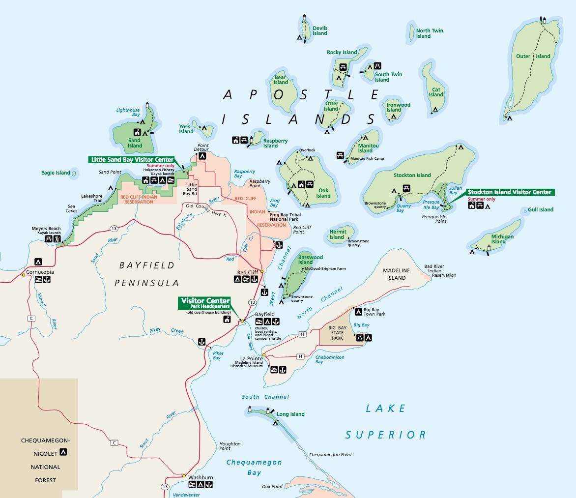 Map of Apostle Islands National Lakeshore. Map of Apostle Islands National Lakeshore.