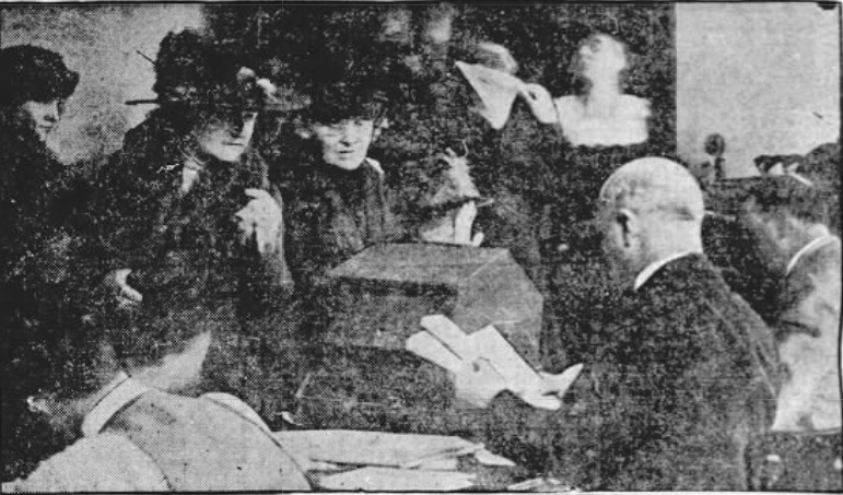 Women registering to vote in Boston