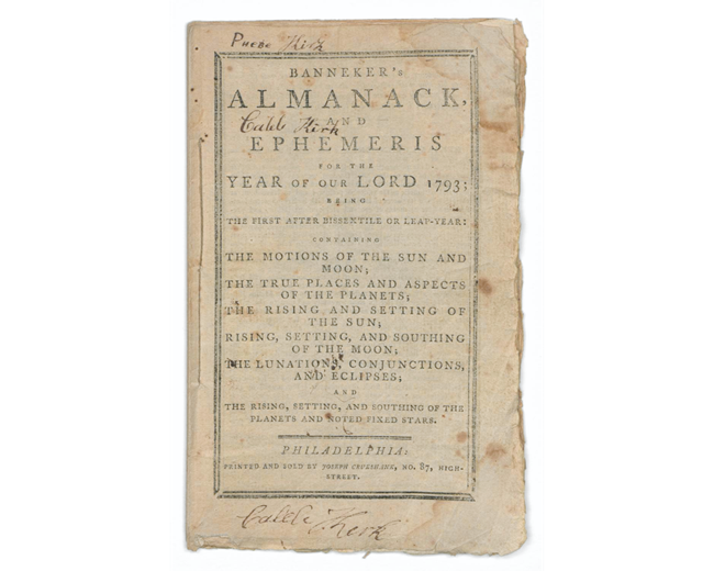 Banneker Almanac Title page of Benjamin Banneker's almanac