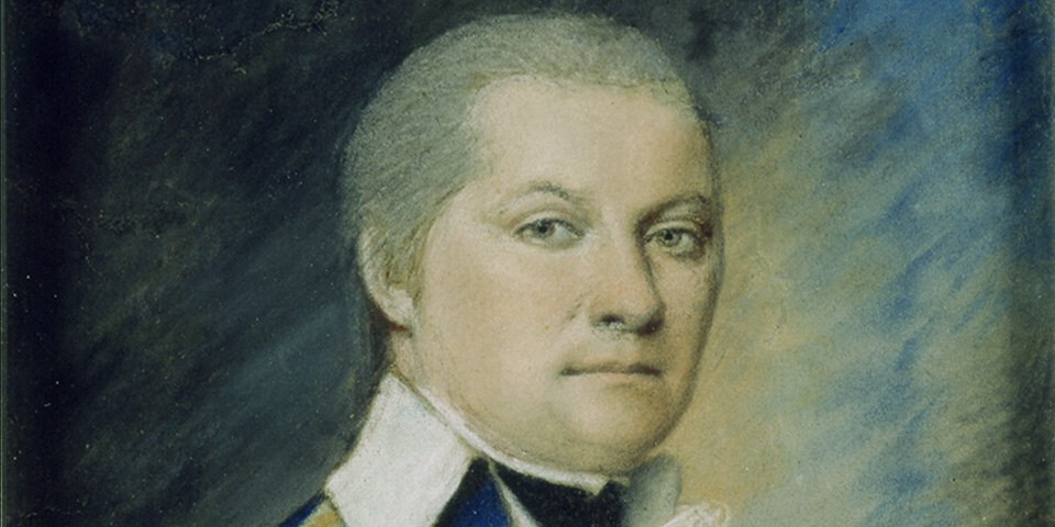 Pastel portrat of Pinckney in military uniform.