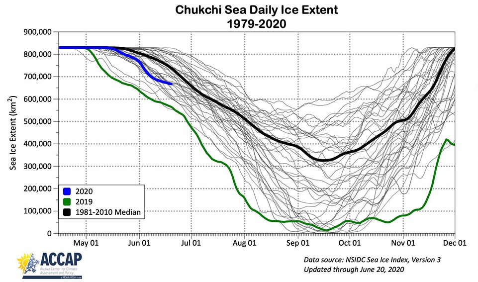 Chukchi Sea Daily Ice Extent since 1978
