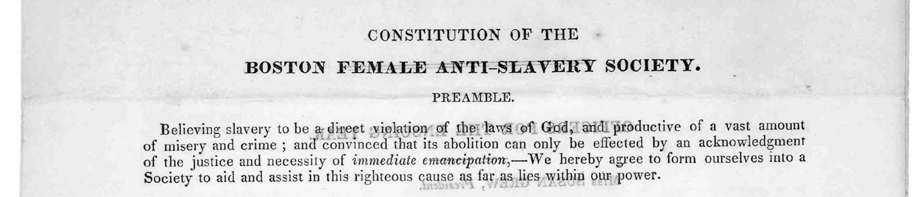 Preamble to the Constitution of the Boston Female Anti-Slavery Society